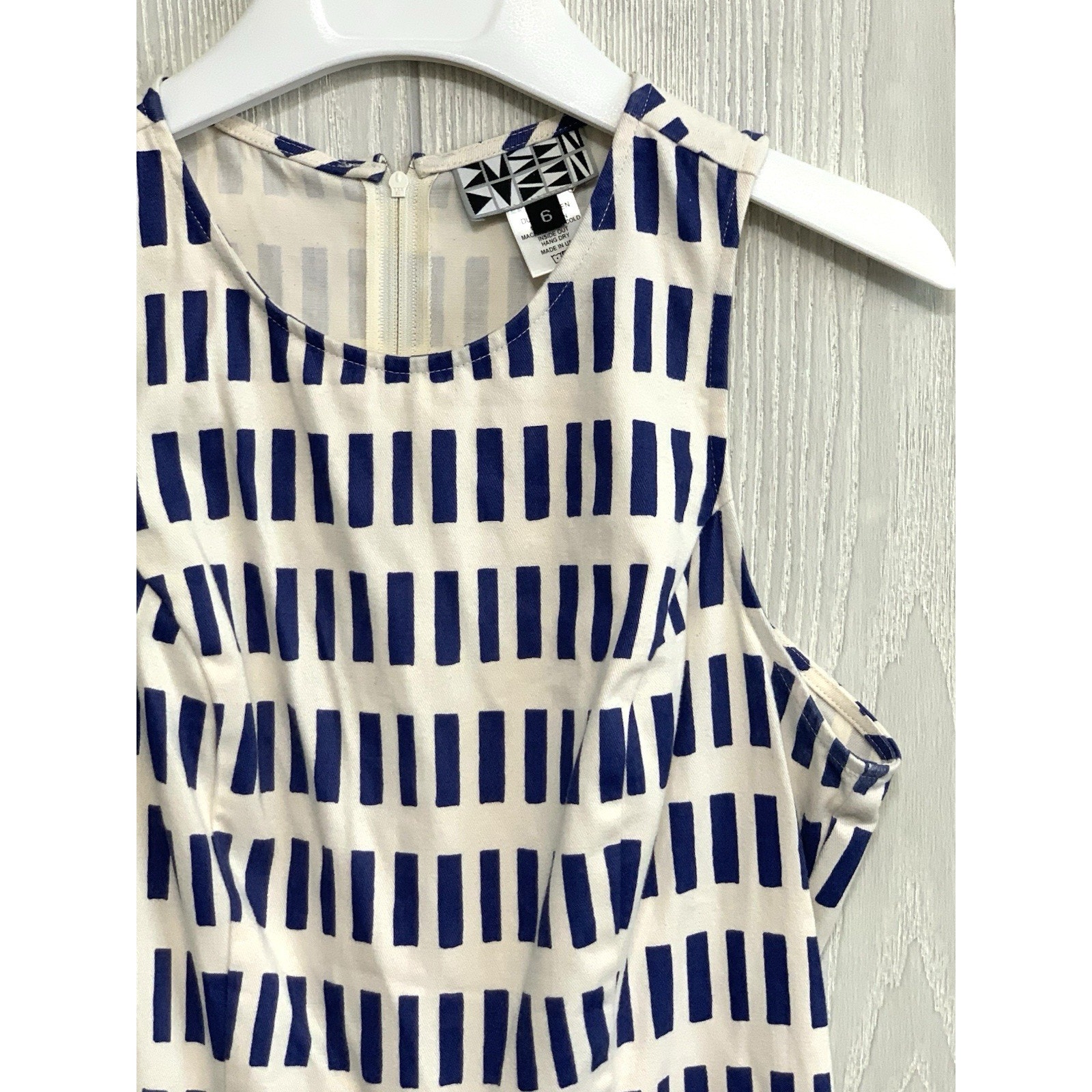 Dusen Dusen Dash Blue Ivory Sleeveless Mini Dress Anthropologie Size 6 — image 3 of 6